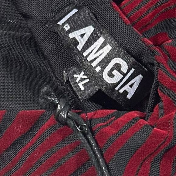 NWT I.Am.Gia SZ XL Valentina Jumpsuit Burnout Plunge Neck Backless Flare Velvet - Picture 9 of 11